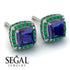 Hidden Halo Princess Sapphire Earrings - Georgia No. 30