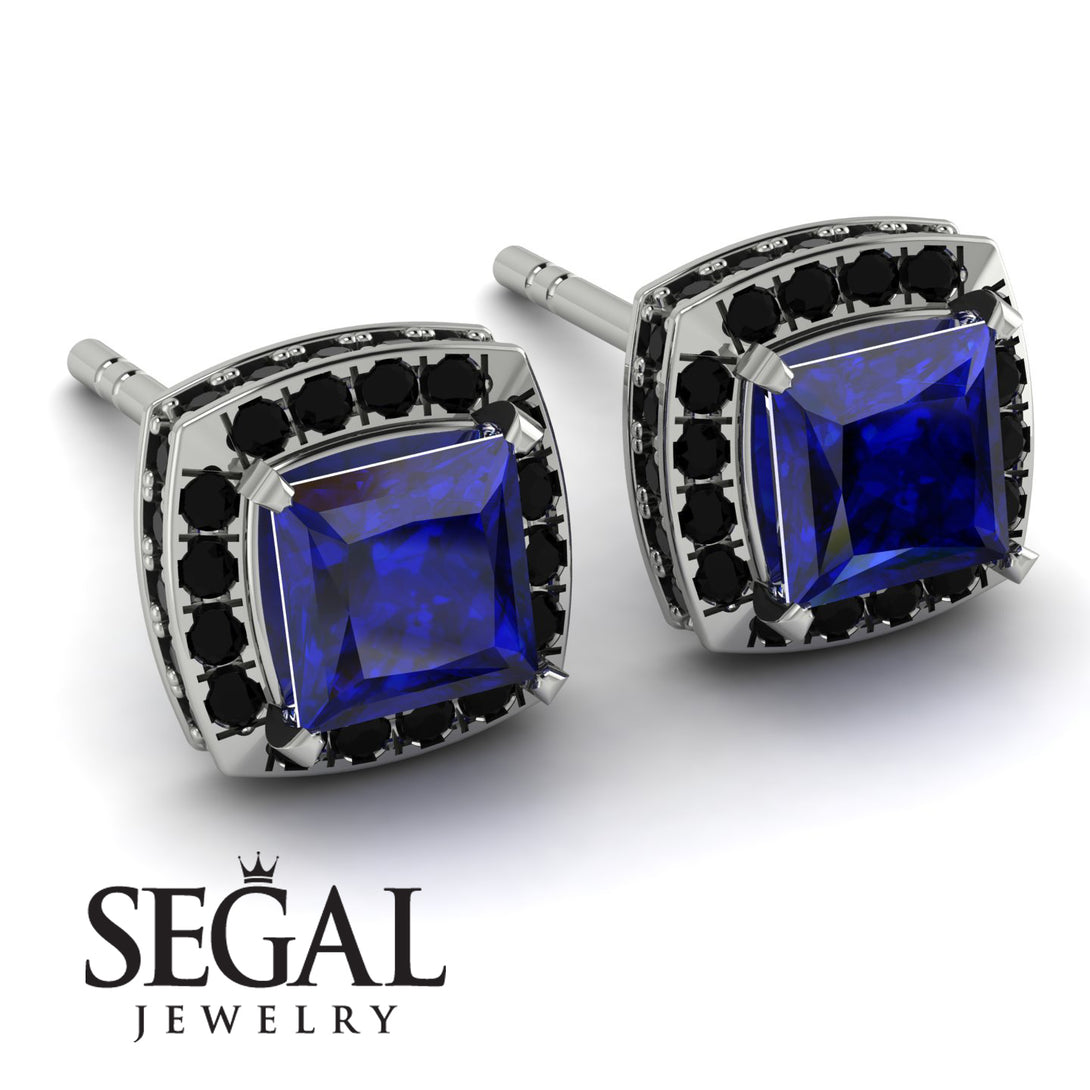 Hidden Halo Princess Sapphire Earrings - Georgia No. 45