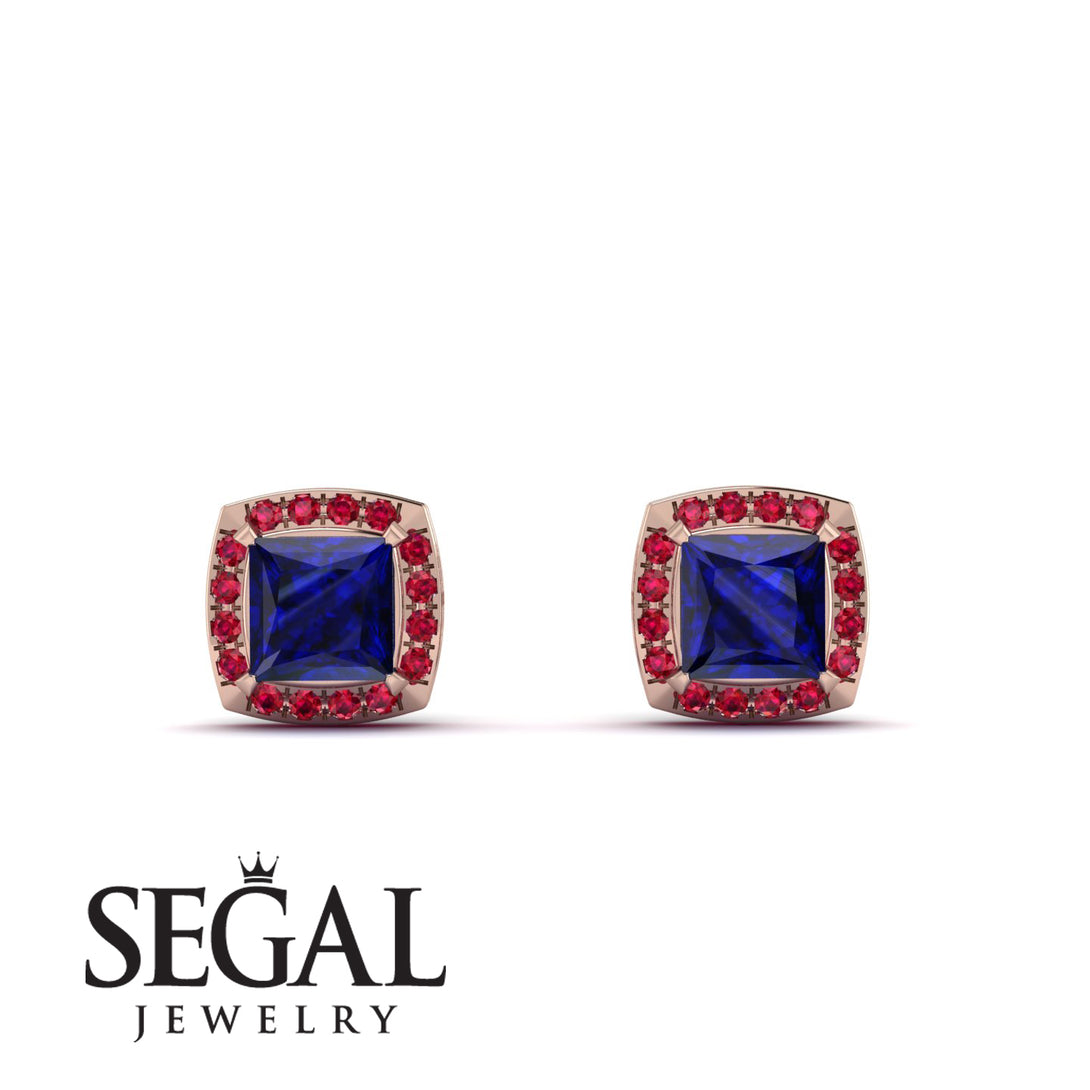 Hidden Halo Princess Sapphire Earrings - Georgia No. 59