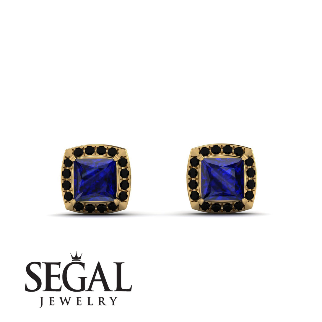 Hidden Halo Princess Sapphire Earrings - Georgia No. 43