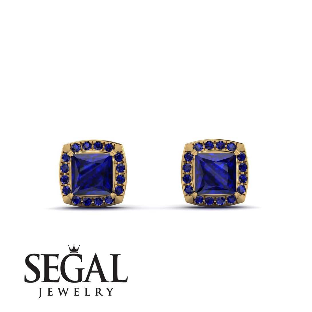 Hidden Halo Princess Sapphire Earrings - Georgia No. 73