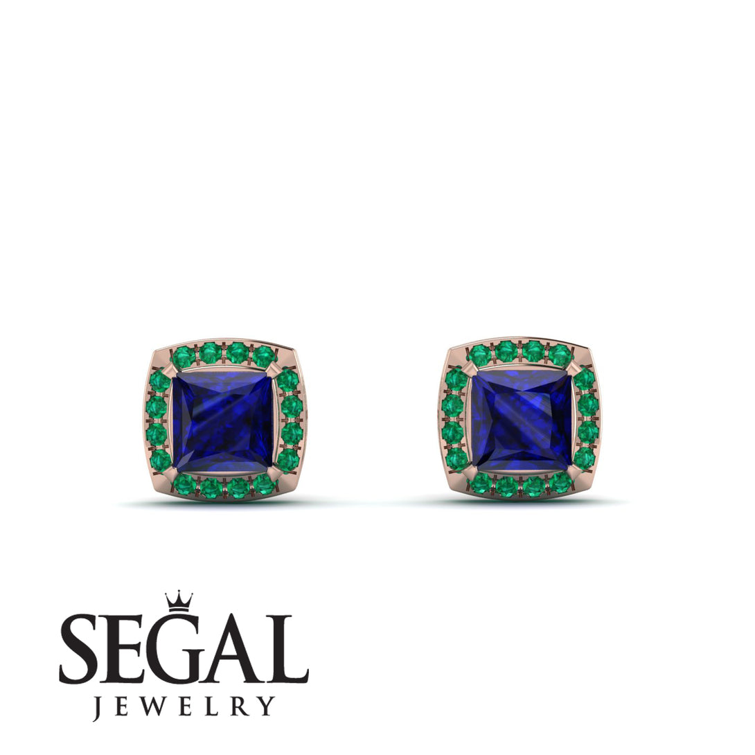 Hidden Halo Princess Sapphire Earrings - Georgia No. 29