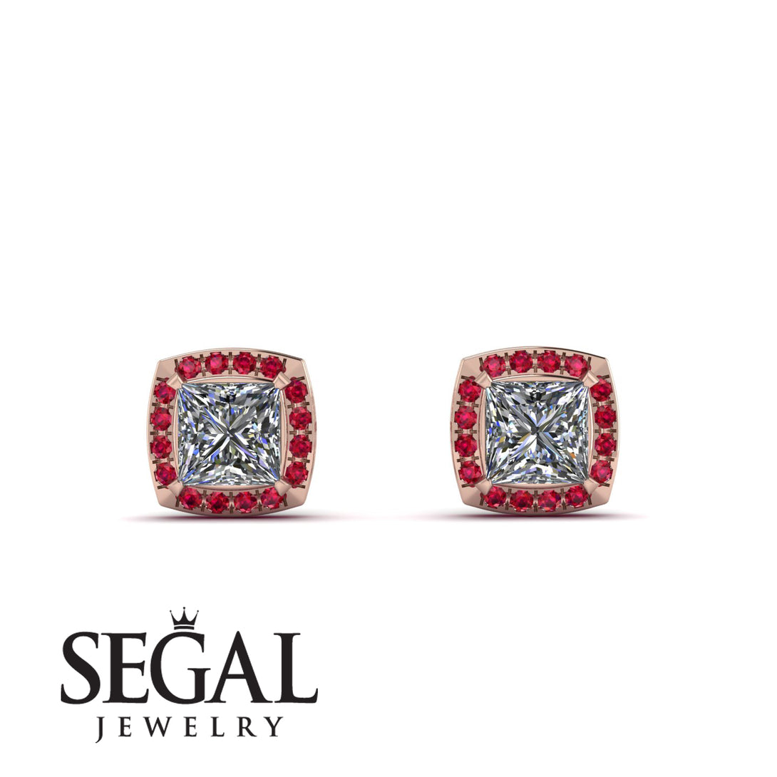 Hidden Halo Princess Diamond Earrings - Georgia No. 47