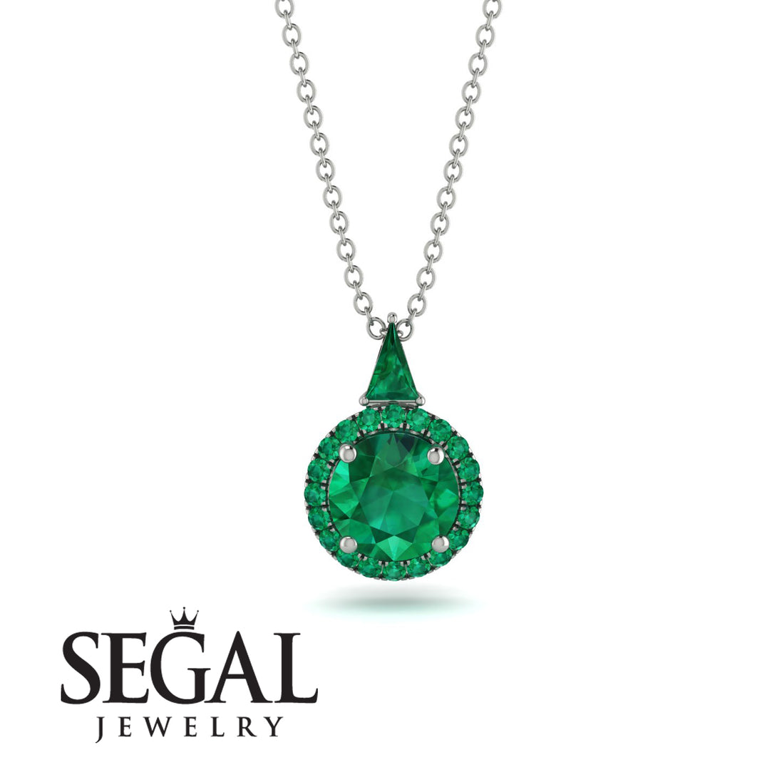 Hidden Halo Emerald Necklace - Joanna No. 21