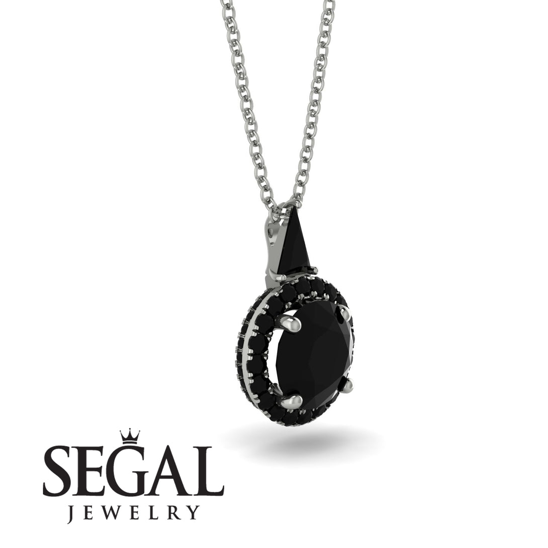 Hidden Halo Black Diamond Necklace - Joanna No. 39