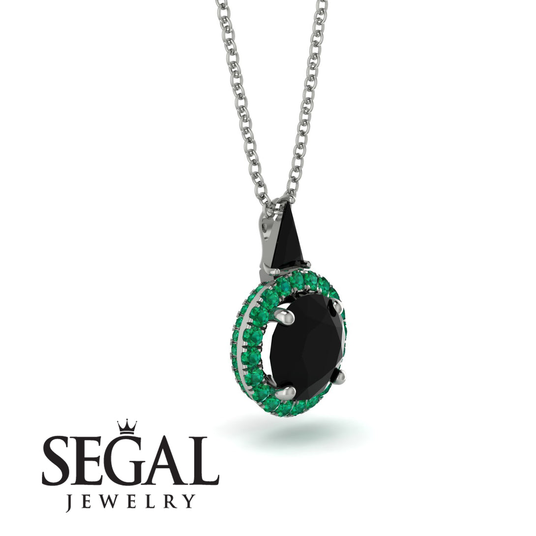 Hidden Halo Black Diamond Necklace - Joanna No. 24