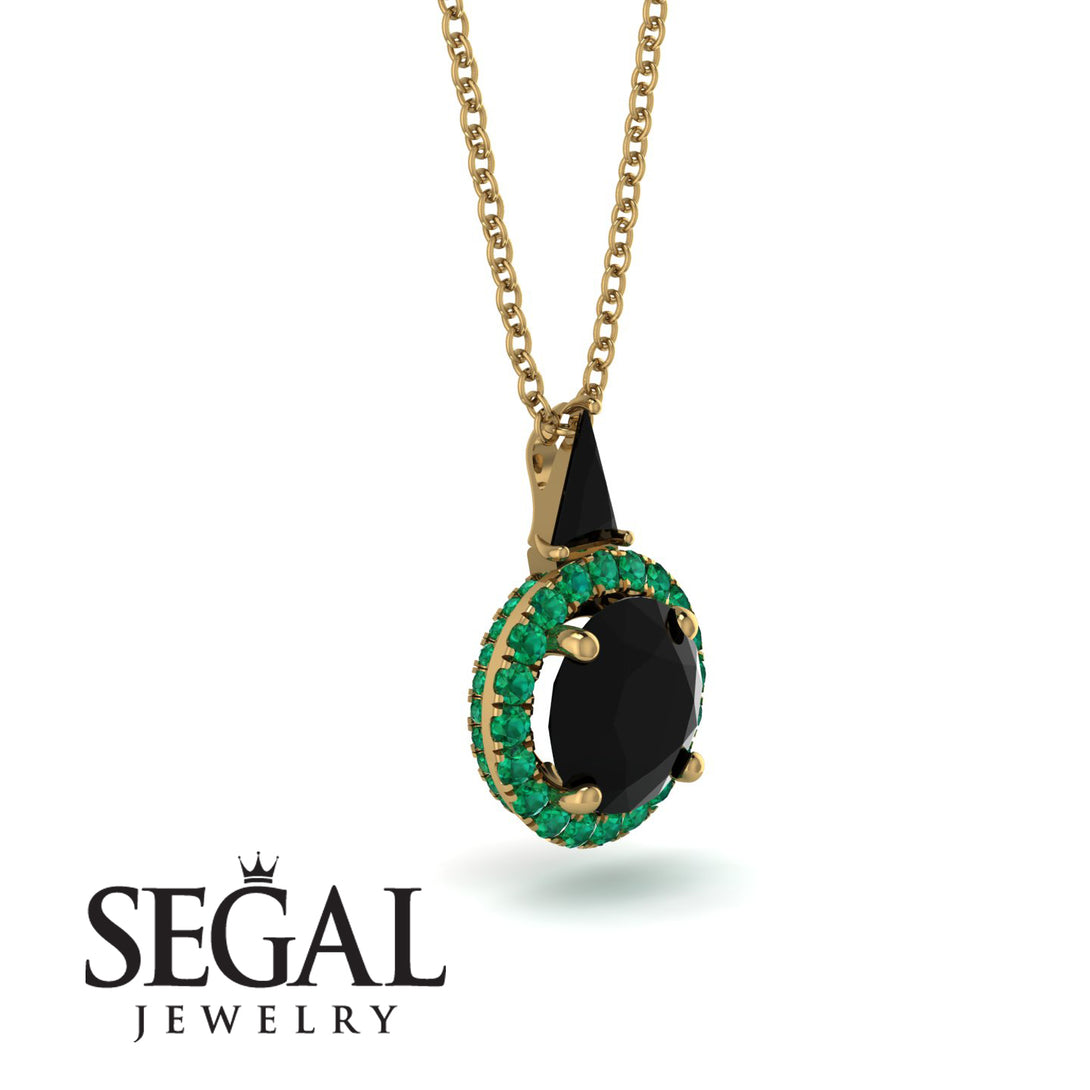 Hidden Halo Black Diamond Necklace - Joanna No. 22