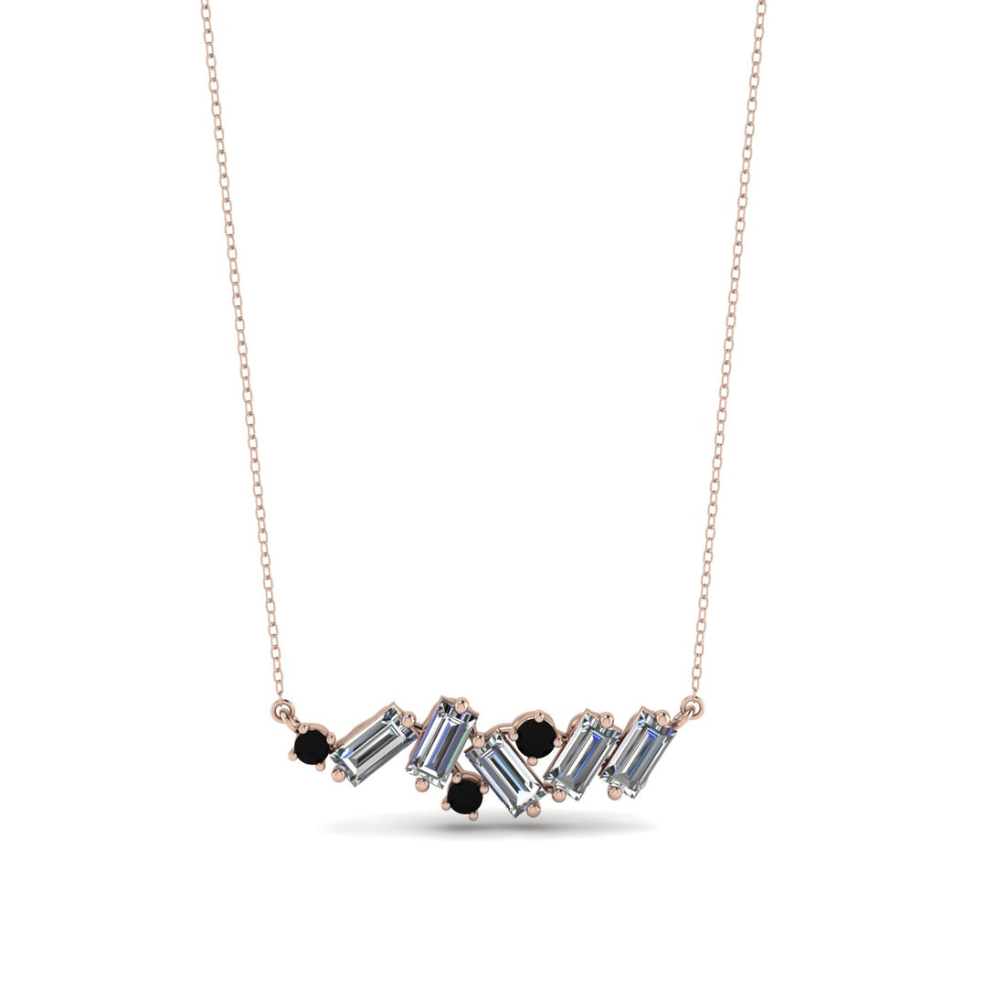 Baguette Black Diamond Necklace - Arielle No. 8