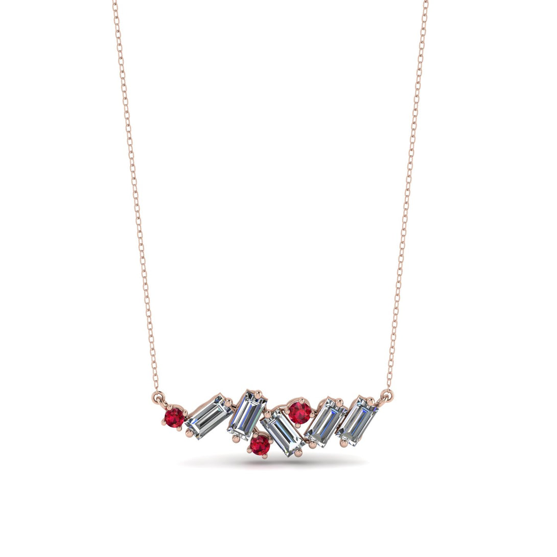 Baguette Ruby Necklace - Arielle No. 11