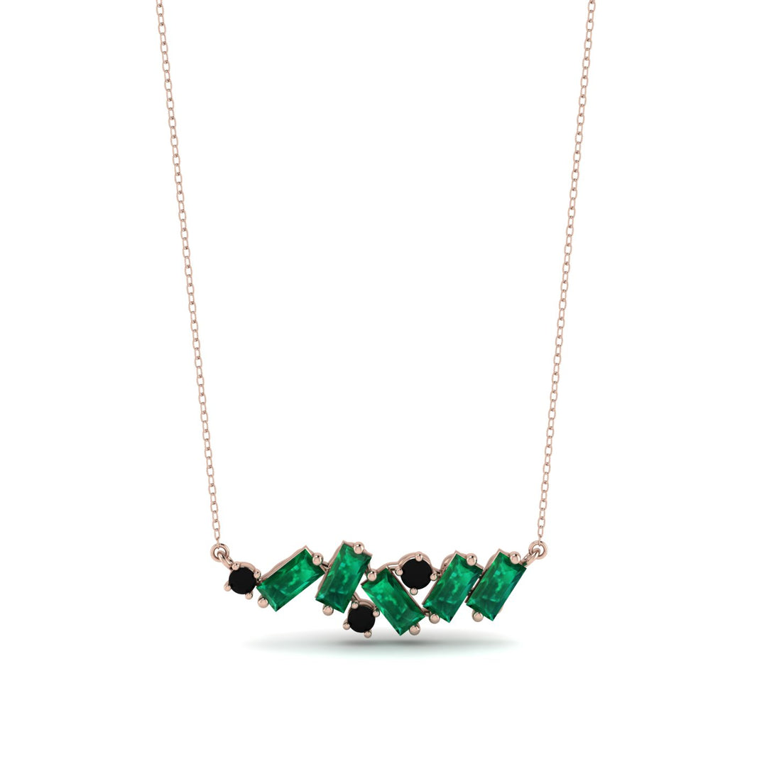 Baguette Black Diamond Necklace - Arielle No. 23
