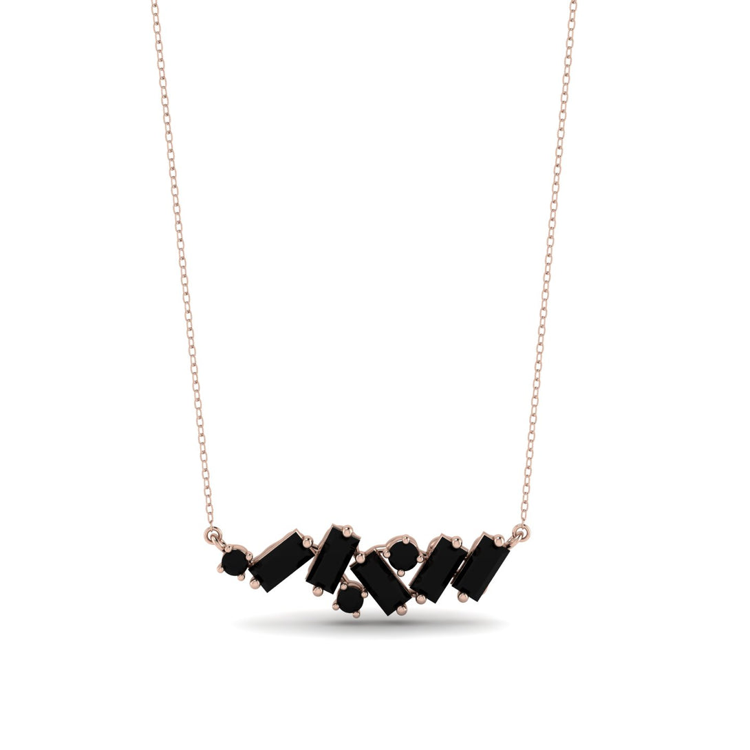 Baguette Black Diamond Necklace - Arielle No. 38