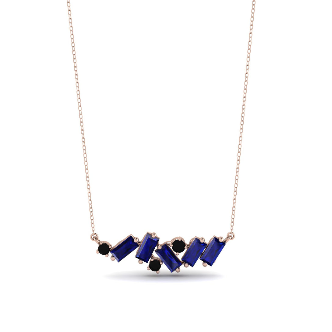 Baguette Black Diamond Necklace - Arielle No. 68