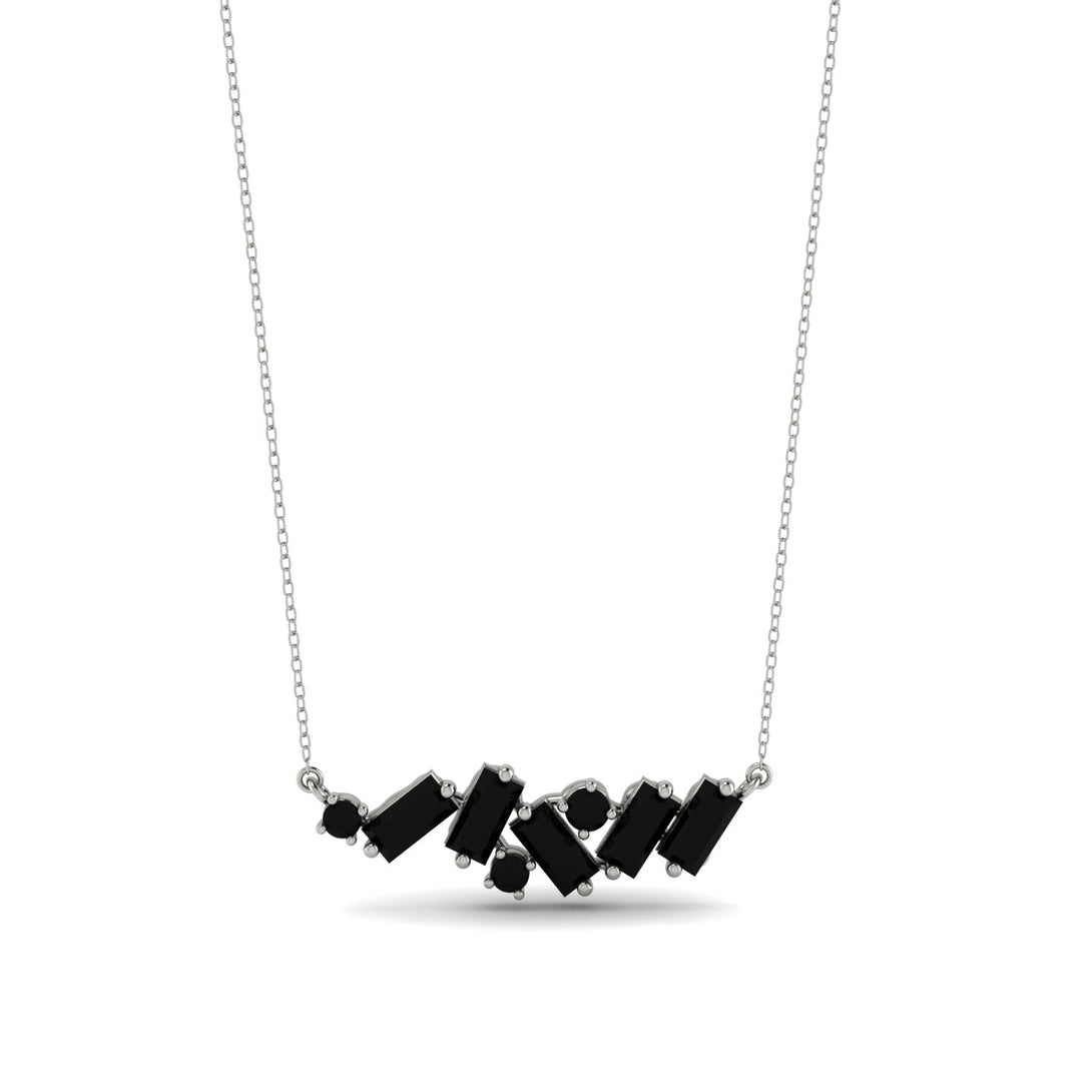 Baguette Black Diamond Necklace - Arielle No. 39