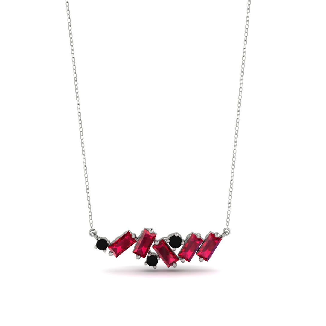 Baguette Black Diamond Necklace - Arielle No. 54