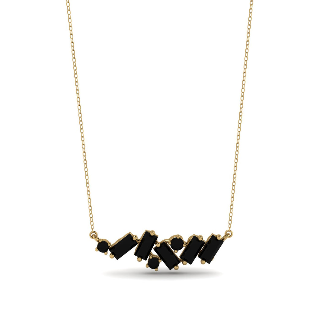 Baguette Black Diamond Necklace - Arielle No. 37