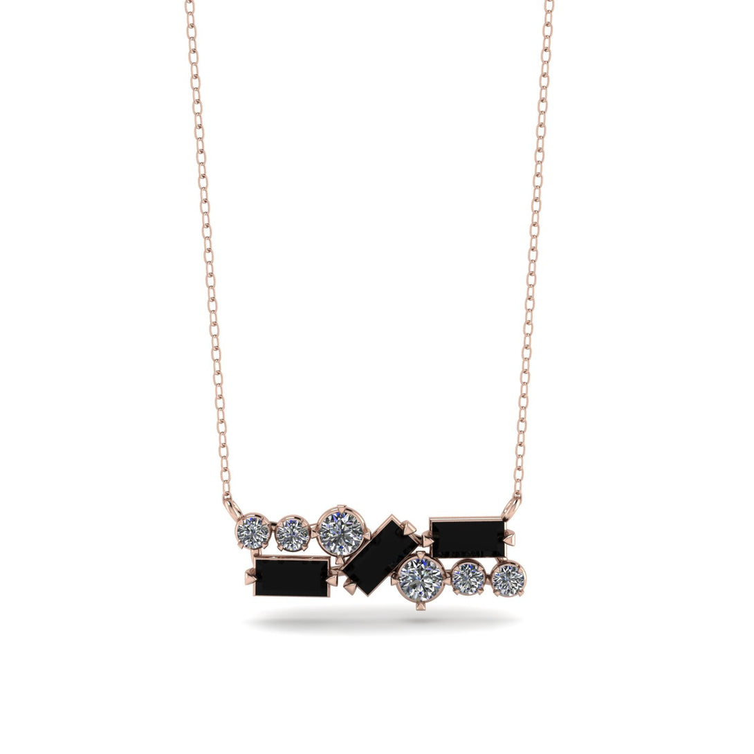 Black Diamond Baguette Necklace Mix - Kinley No. 32