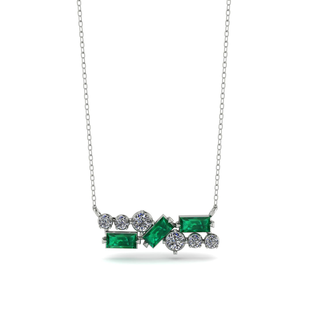 Emerald Baguette Necklace Mix - Kinley No. 18