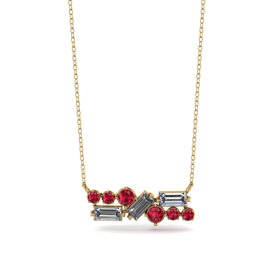 Diamond Baguette Necklace Mix - Kinley No. 10