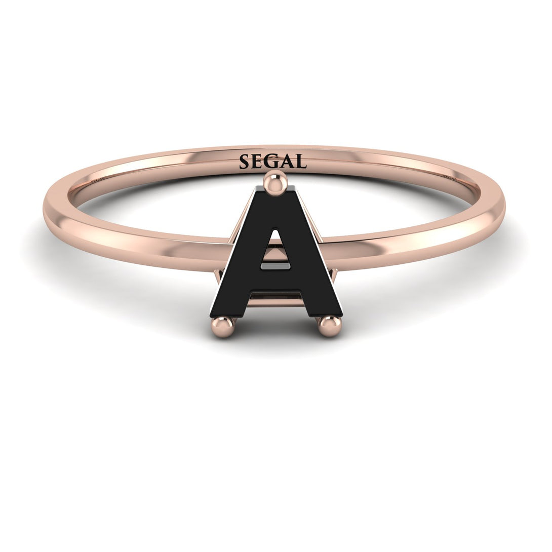 A Letter - Initial Rose Gold Diamond Ring