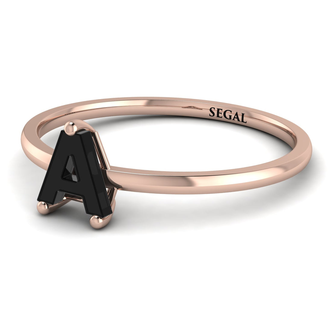 A Letter - Initial Rose Gold Diamond Ring