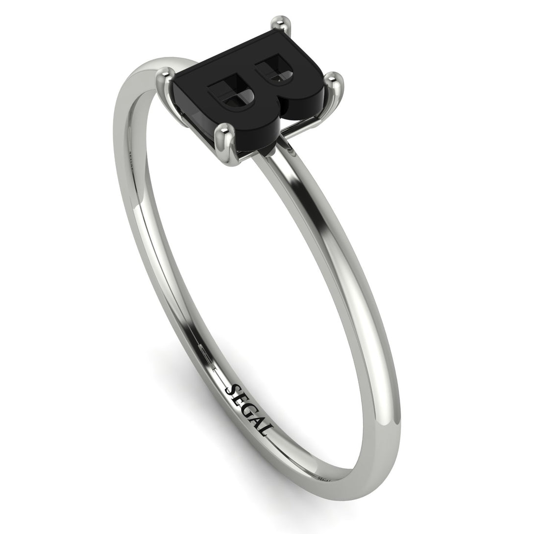 B Letter - Initial White Gold Diamond Ring