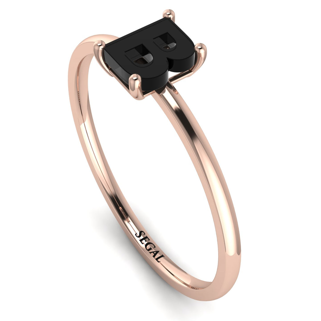 B Letter - Initial Rose Gold Diamond Ring