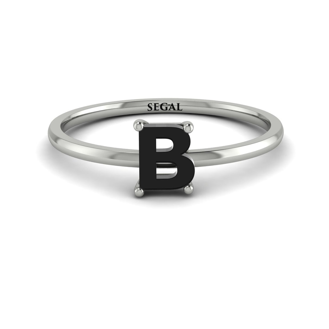 B Letter - Initial White Gold Diamond Ring