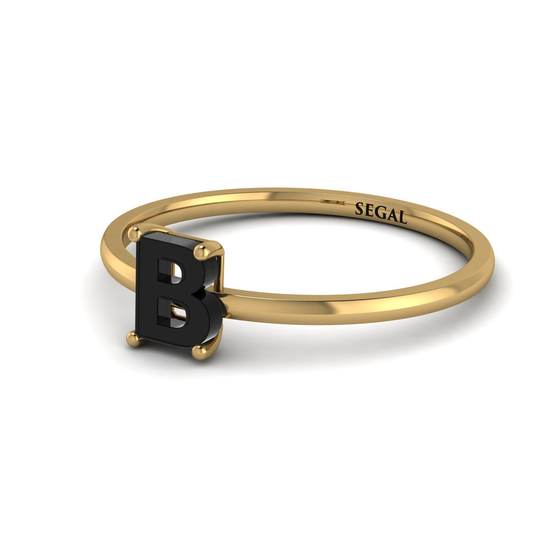 B Letter - Initial Gold Diamond Ring