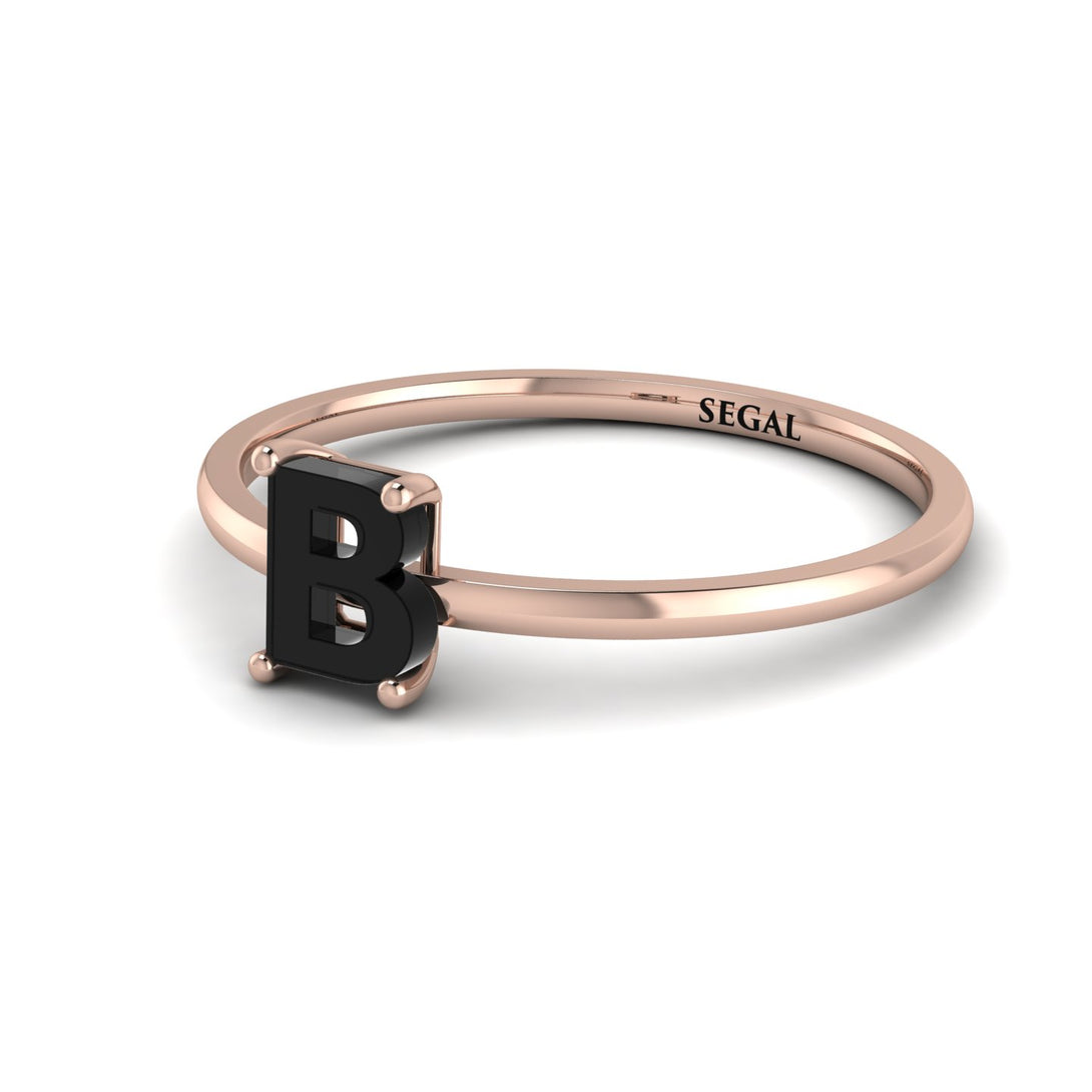 B Letter - Initial Rose Gold Diamond Ring