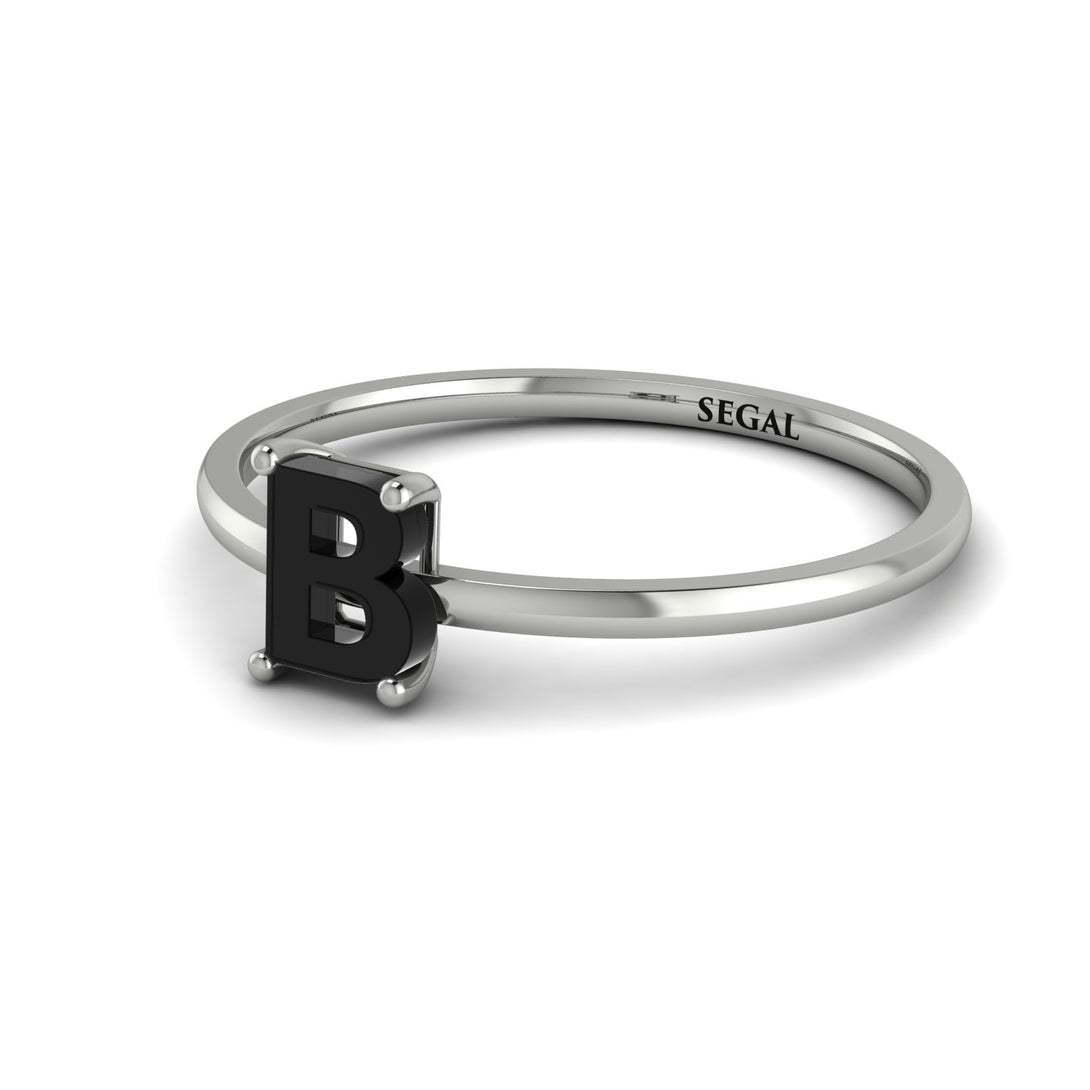 B Letter - Initial White Gold Diamond Ring