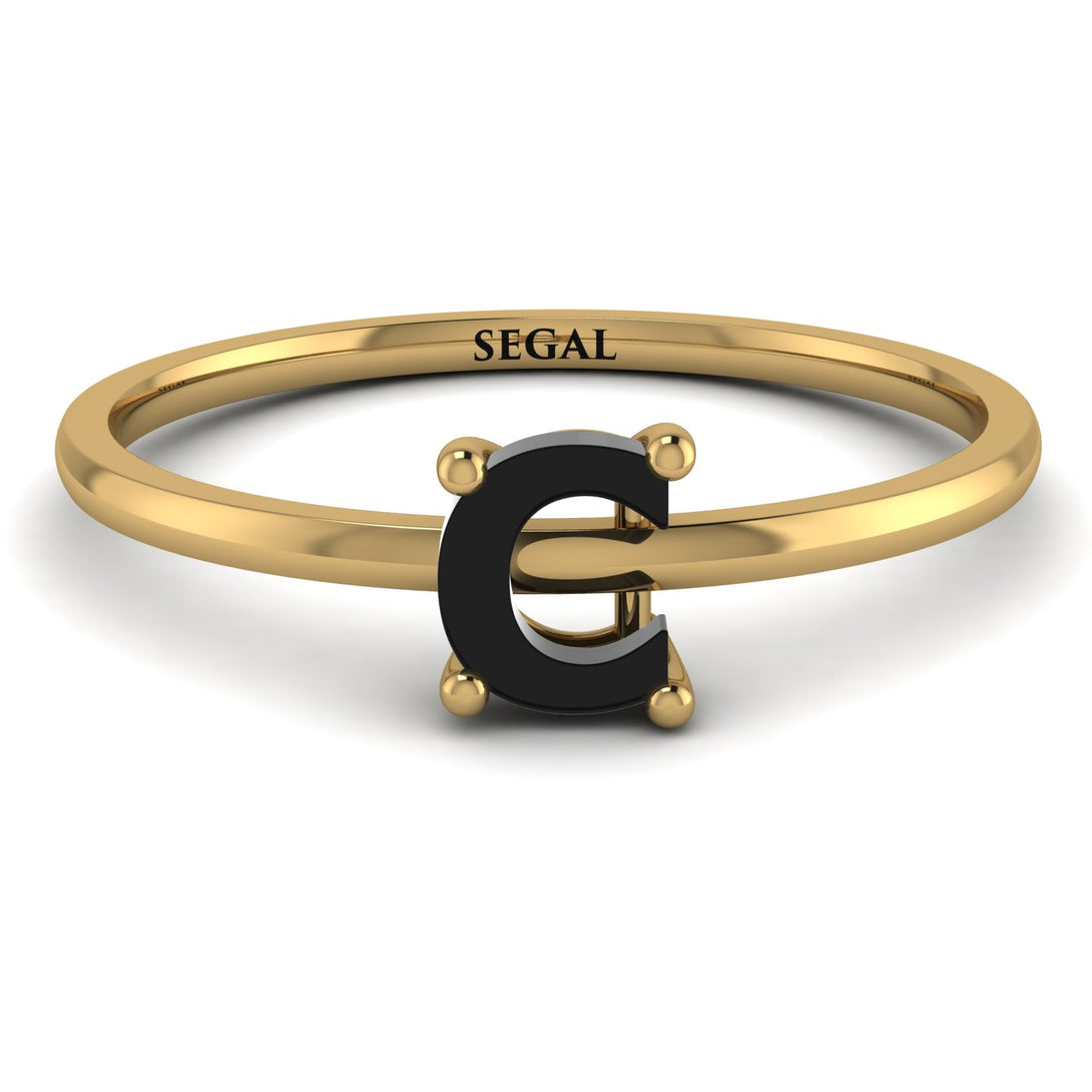 C Letter - Initial Gold Diamond Ring