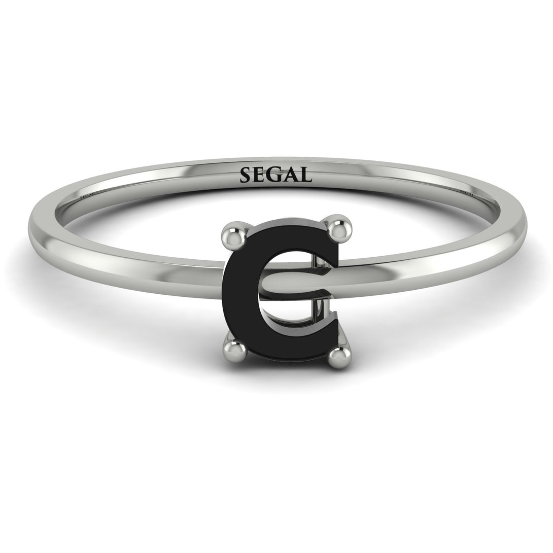 C Letter - Initial White Gold Diamond Ring