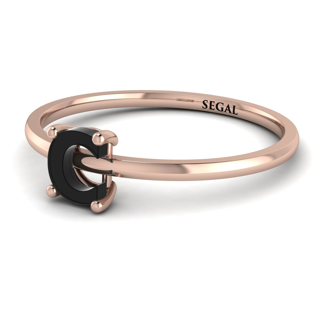 C Letter - Initial Rose Gold Diamond Ring
