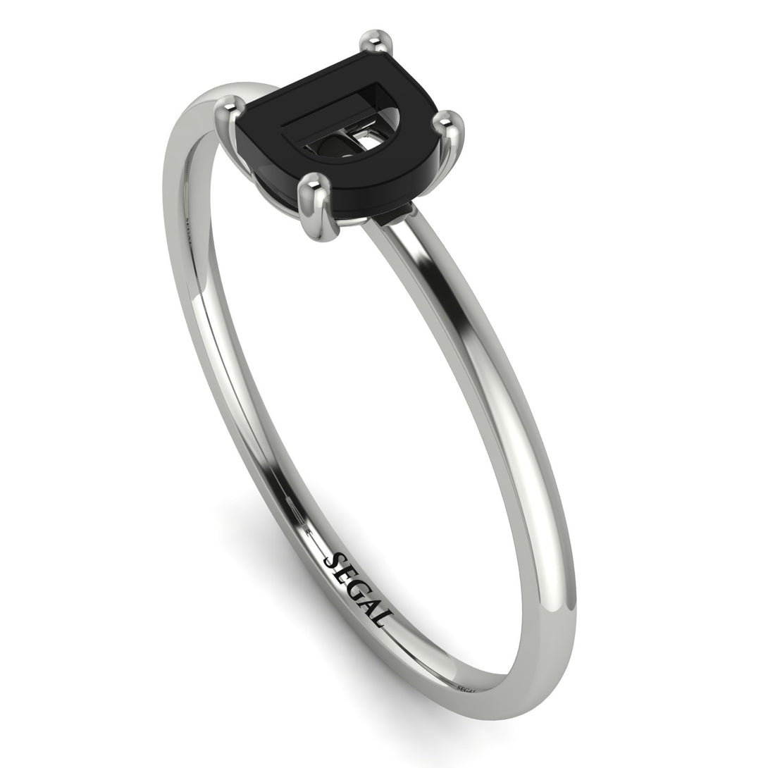 D Letter - Initial White Gold Diamond Ring