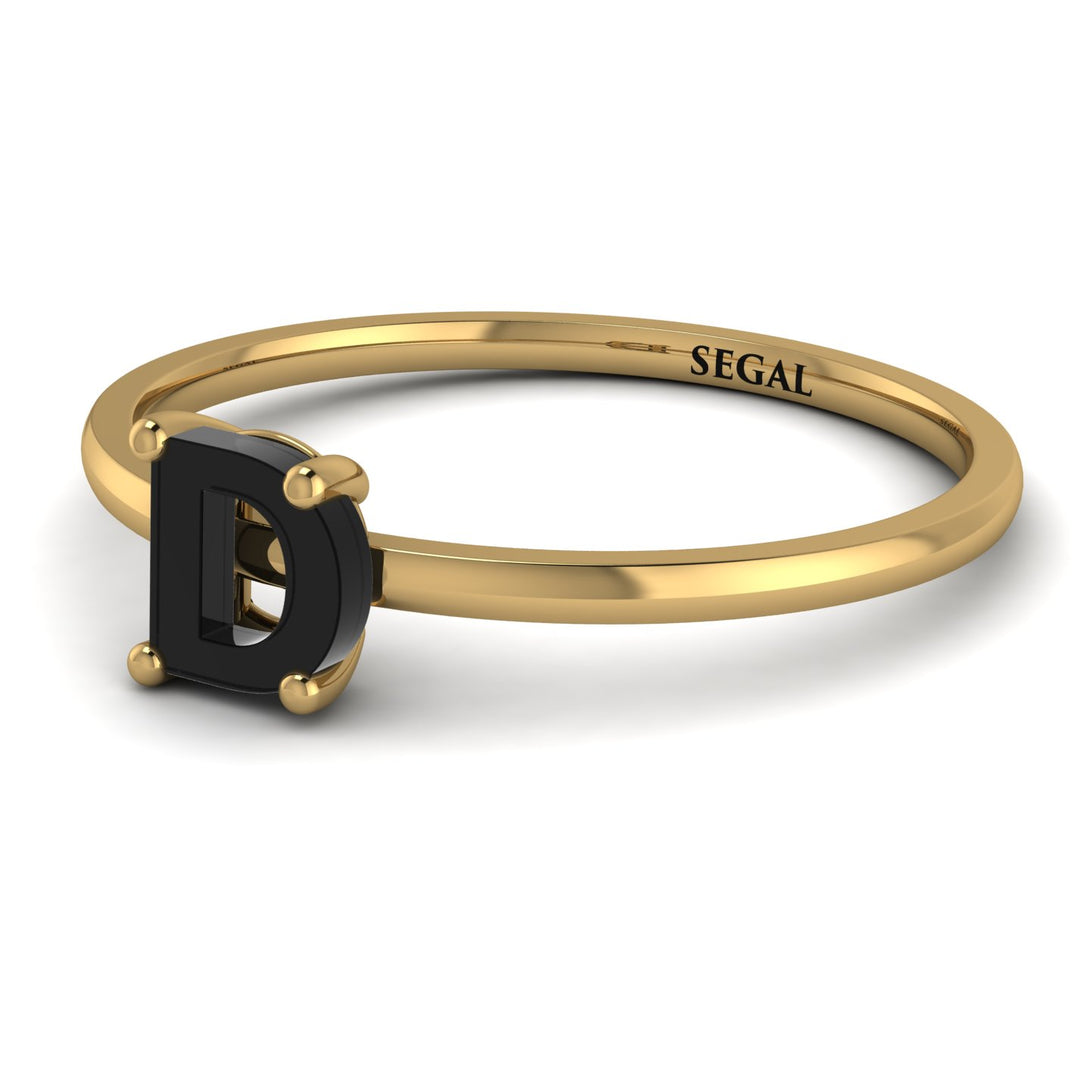 D Letter - Initial Gold Diamond Ring