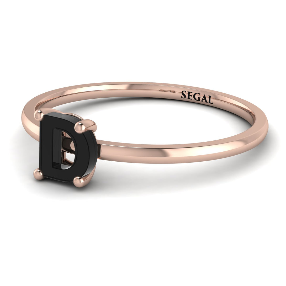 D Letter - Initial Rose Gold Diamond Ring
