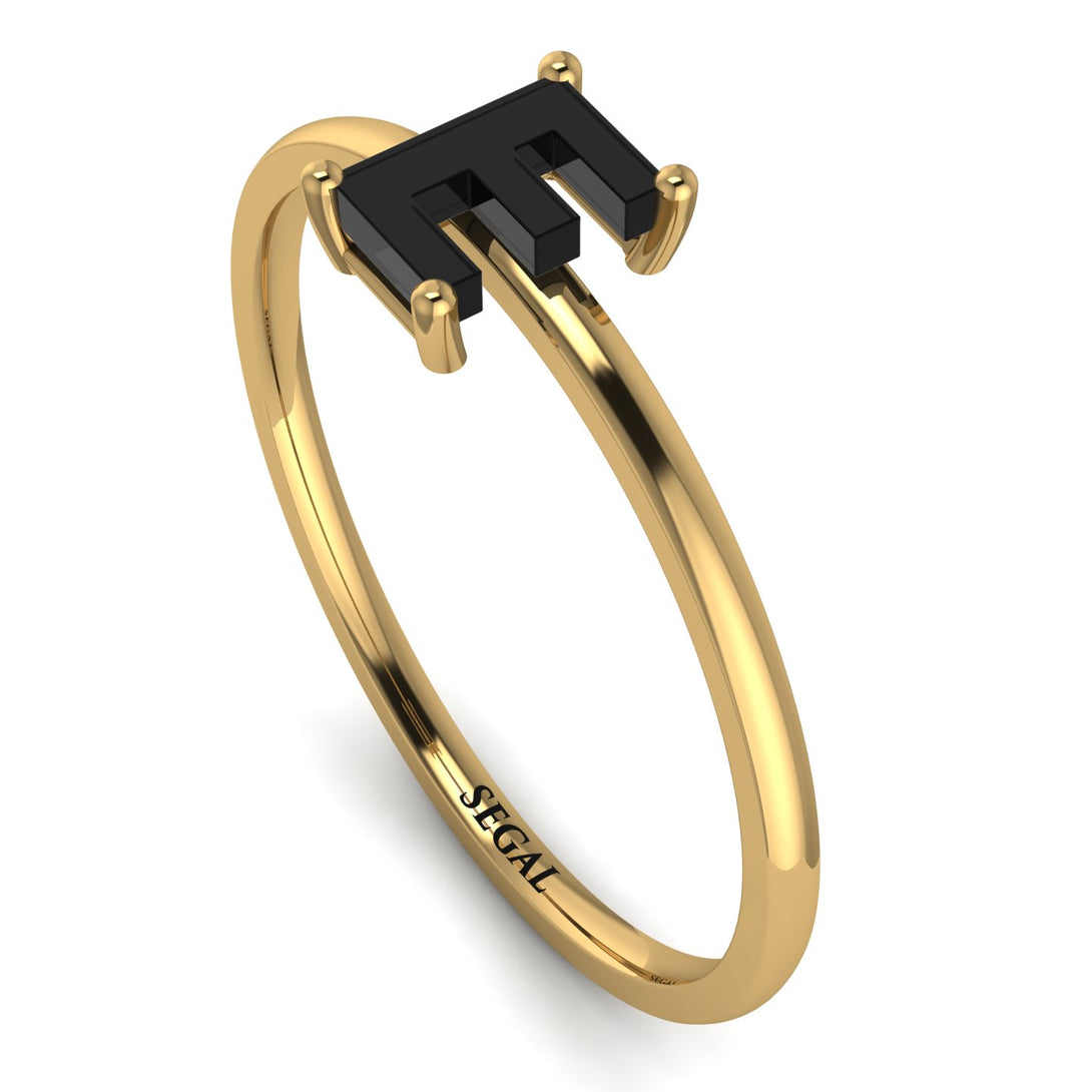 E Letter - Initial Gold Diamond Ring