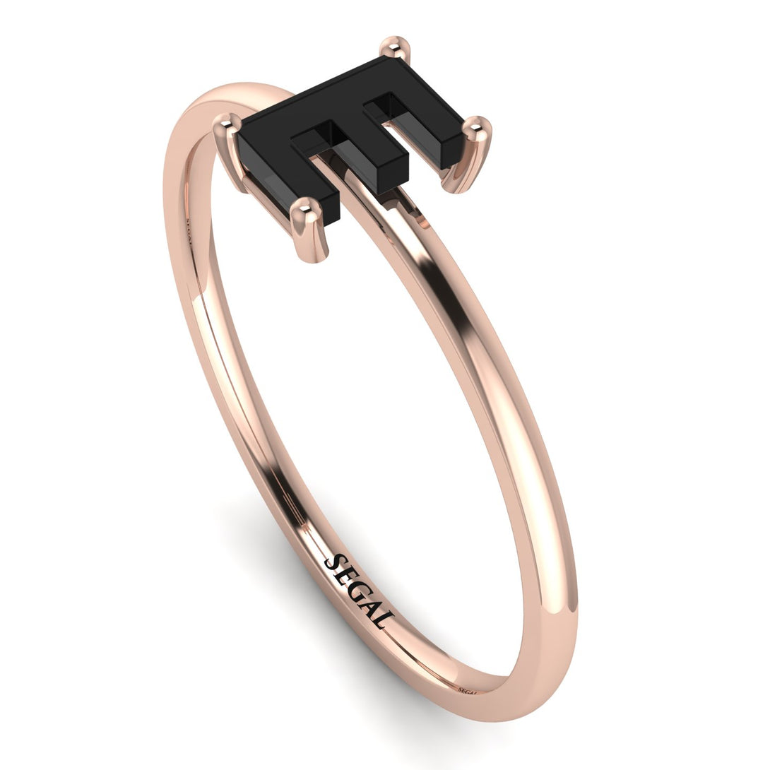 E Letter - Initial Rose Gold Diamond Ring