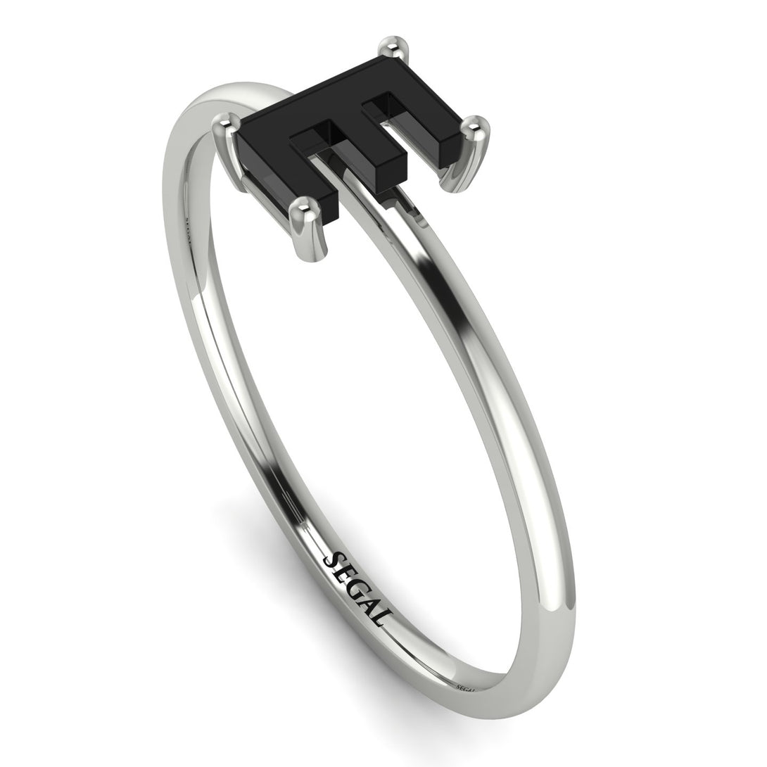E Letter - Initial White Gold Diamond Ring