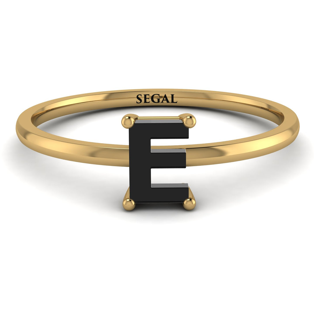 E Letter - Initial Gold Diamond Ring