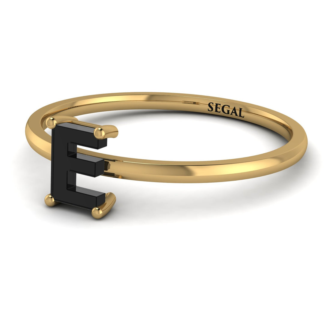 E Letter - Initial Gold Diamond Ring