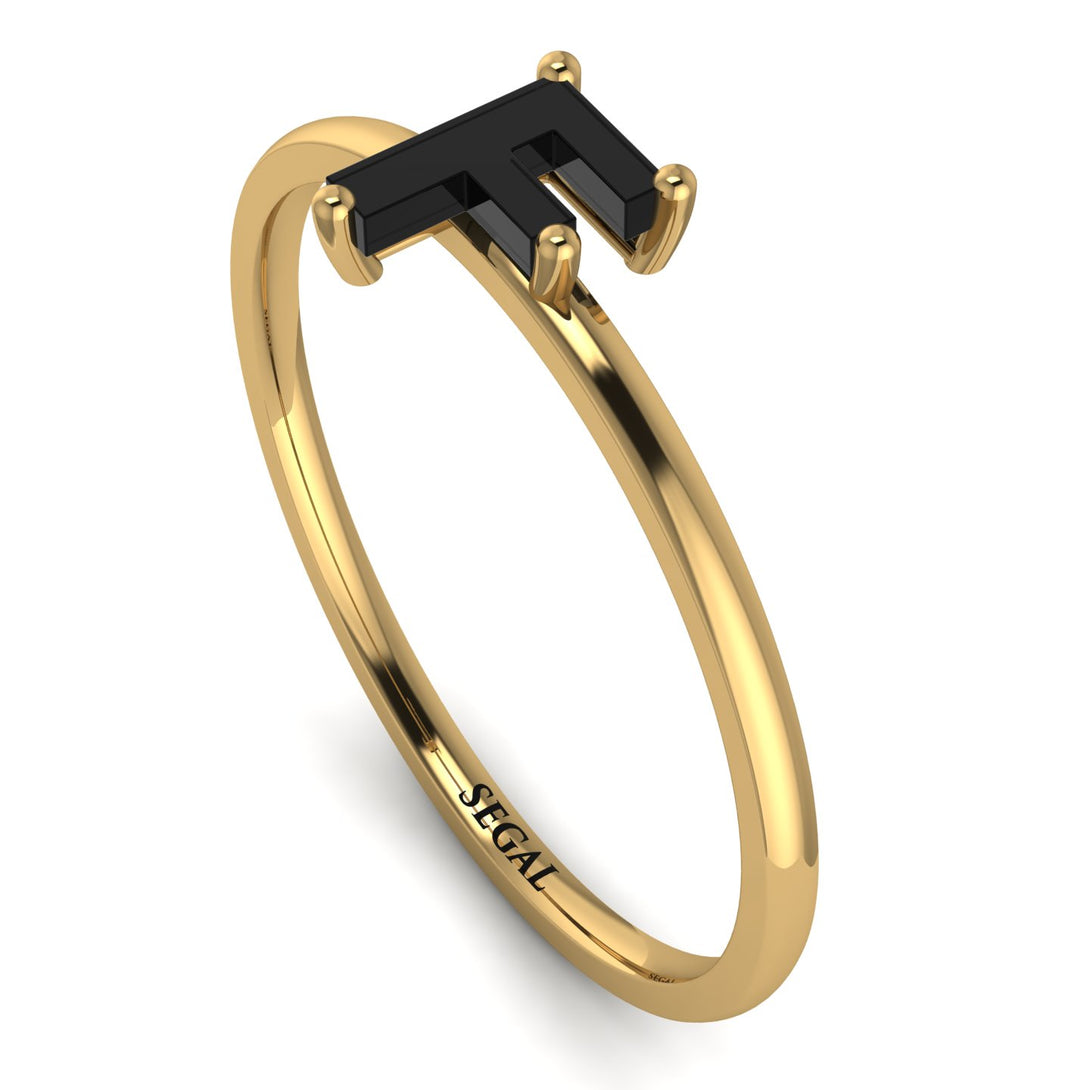 F Letter - Initial Gold Diamond Ring