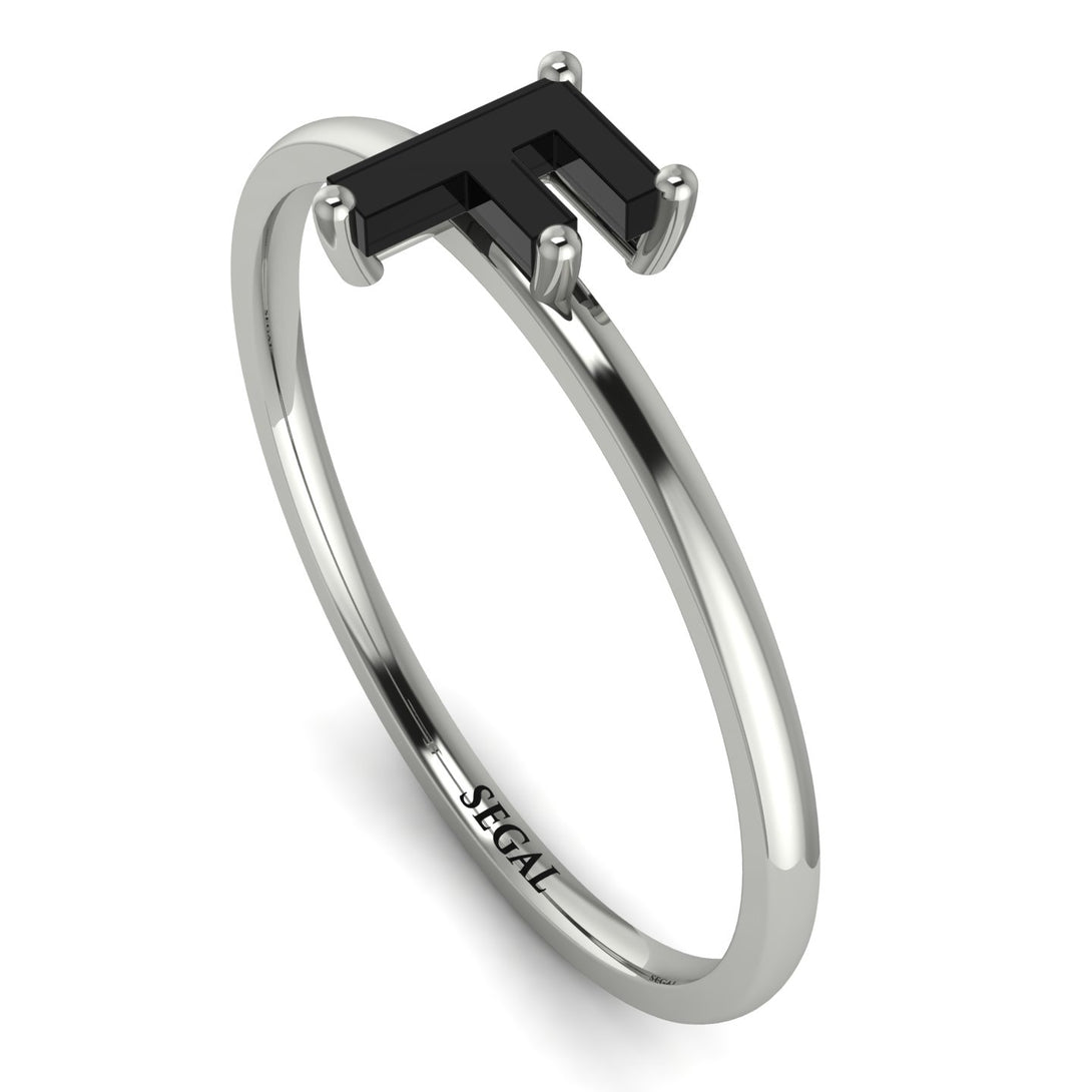 F Letter - Initial White Gold Diamond Ring