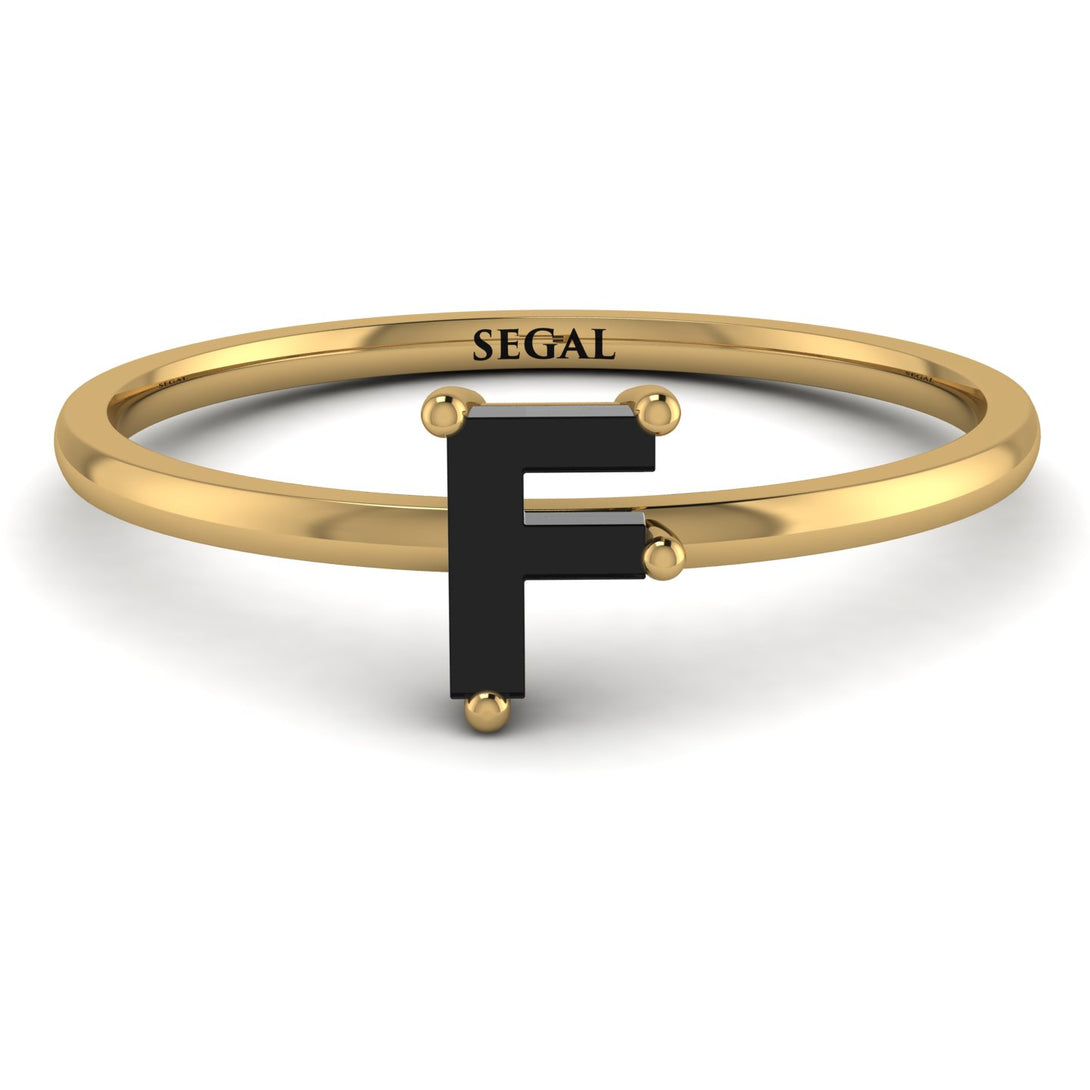 F Letter - Initial Gold Diamond Ring