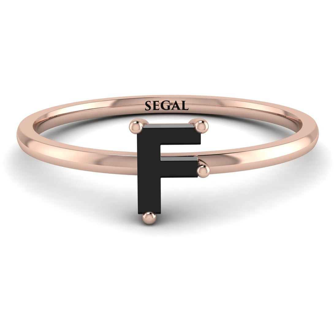 F Letter - Initial Rose Gold Diamond Ring
