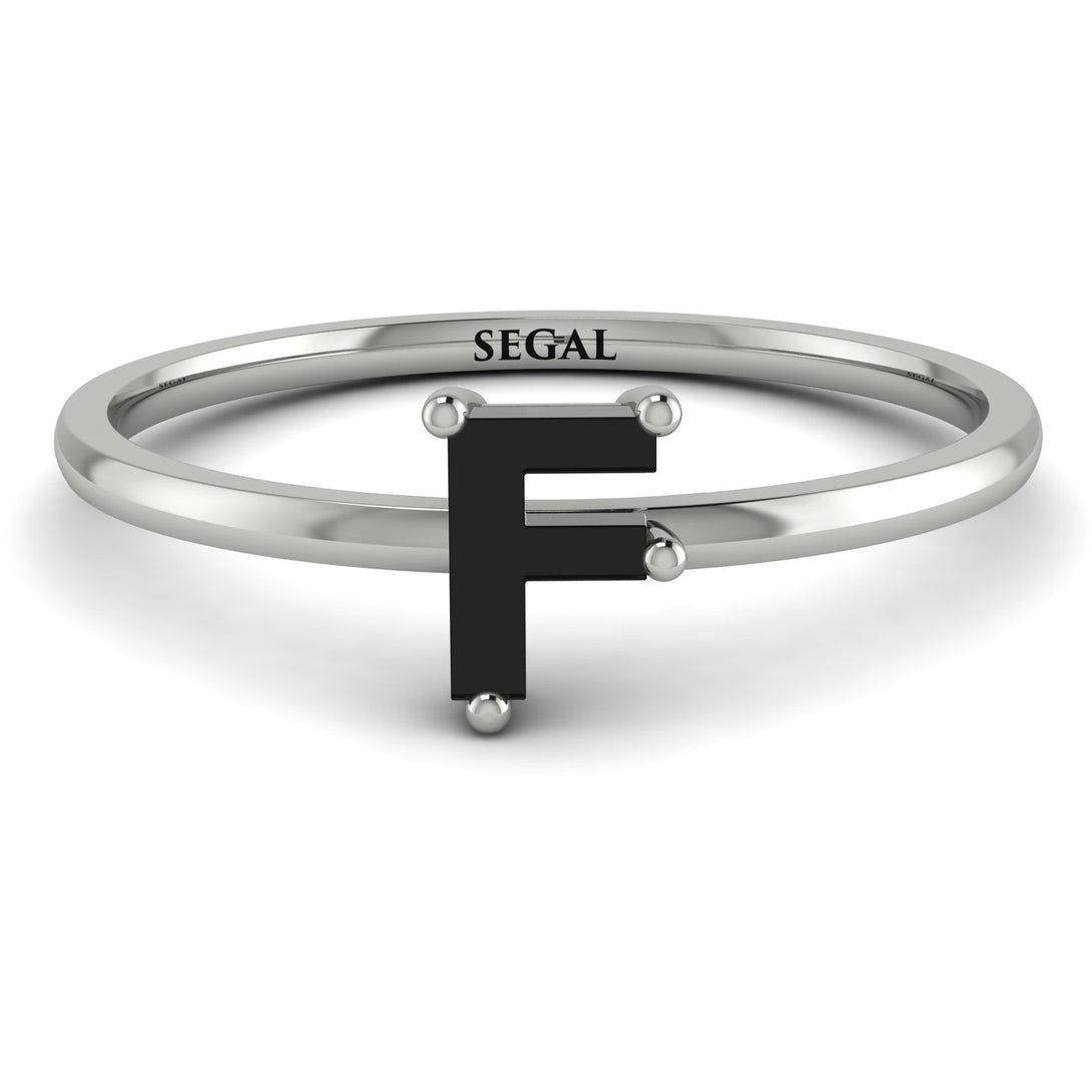 F Letter - Initial White Gold Diamond Ring