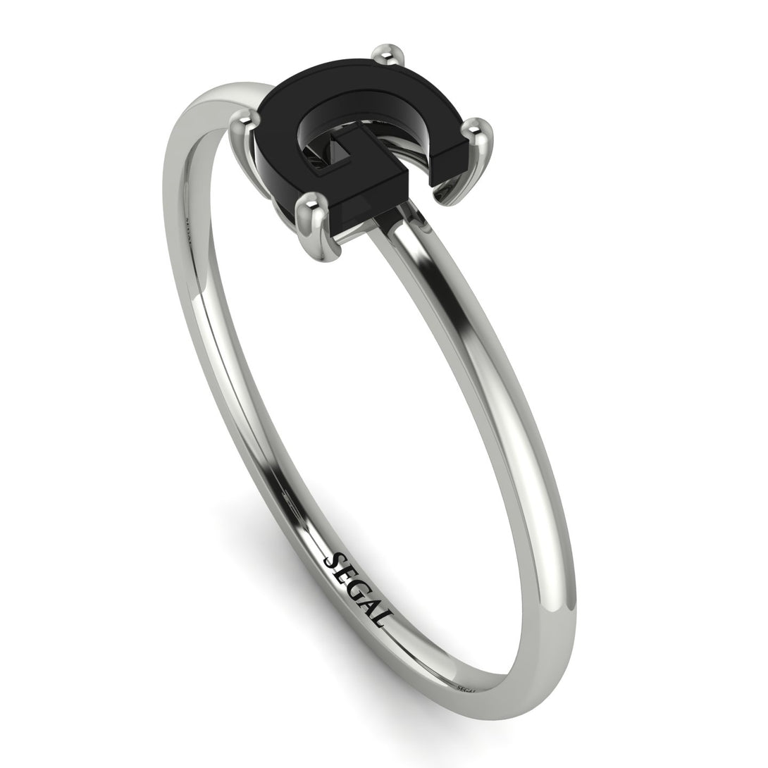 G Letter - Initial White Gold Diamond Ring