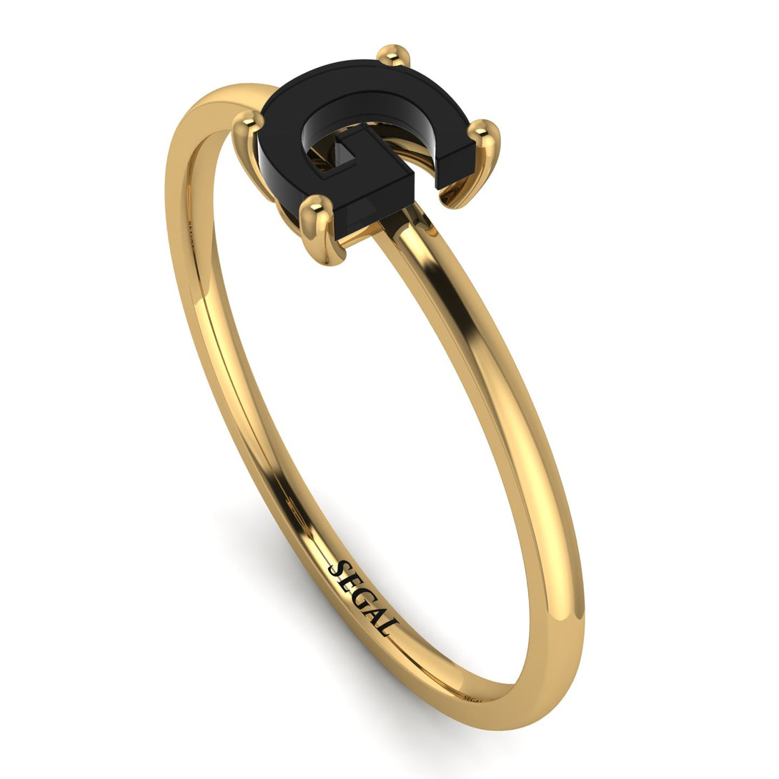 G Letter - Initial Gold Diamond Ring