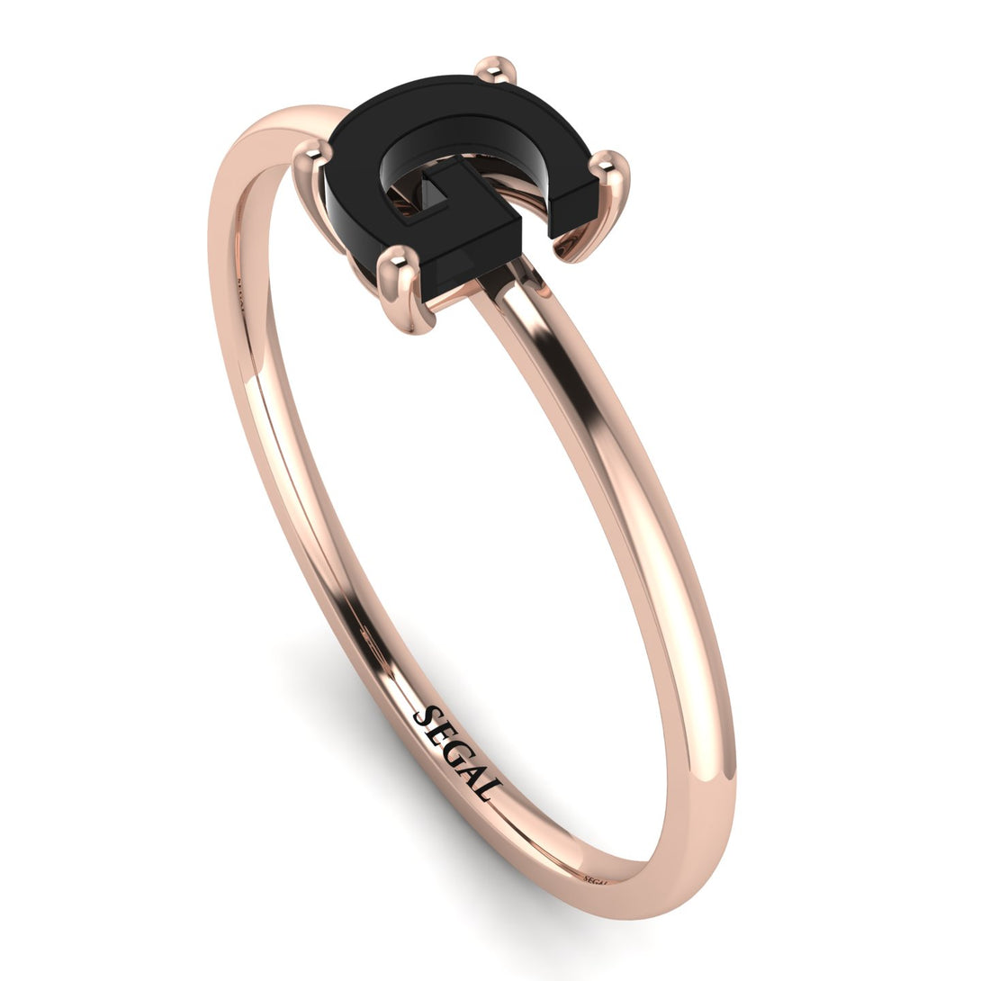 G Letter - Initial Rose Gold Diamond Ring