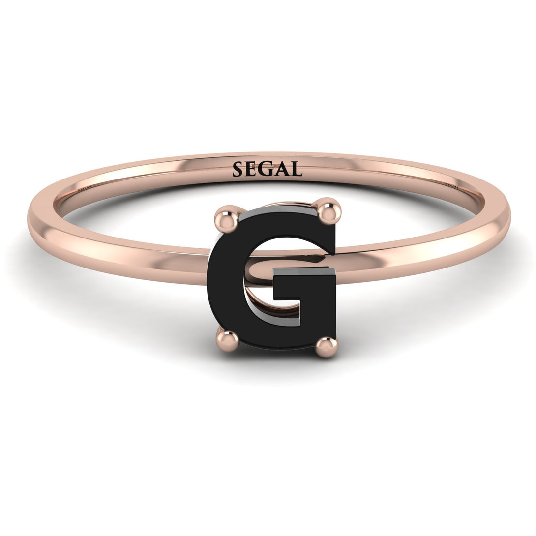 G Letter - Initial Rose Gold Diamond Ring